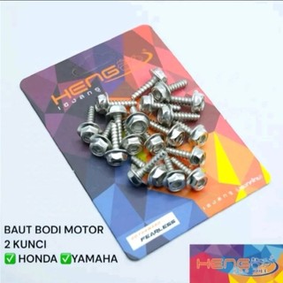 BAUT PROBOLT BODY HENG 2 KUNCI CHROME HONDA YAMAHA BEAT VARIO SCOOPY MIO FINI XEON NMAX AEROX LEXI PCX DLL UNIVERSAL