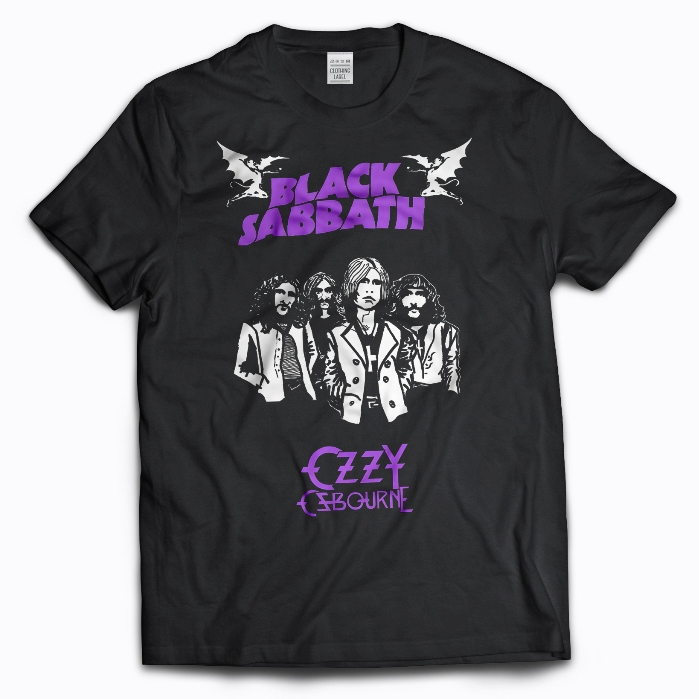 เสื้อยืดผู้ใหญ่โลหะสีดํา Black Sabbath Ozzy Osbourne Band