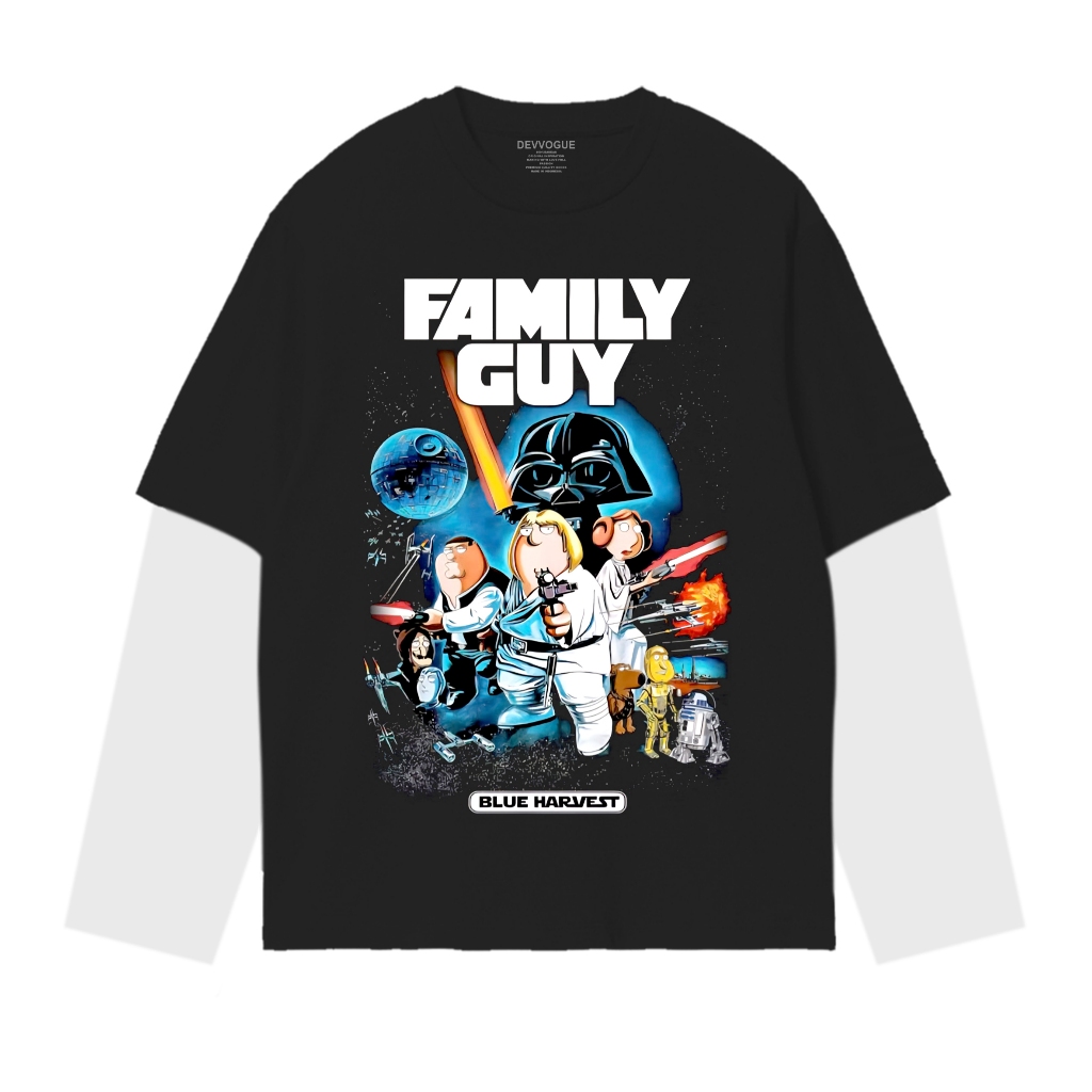 เสื้อยืด Devvogue Family Guy Band Double Layer Combed 24s