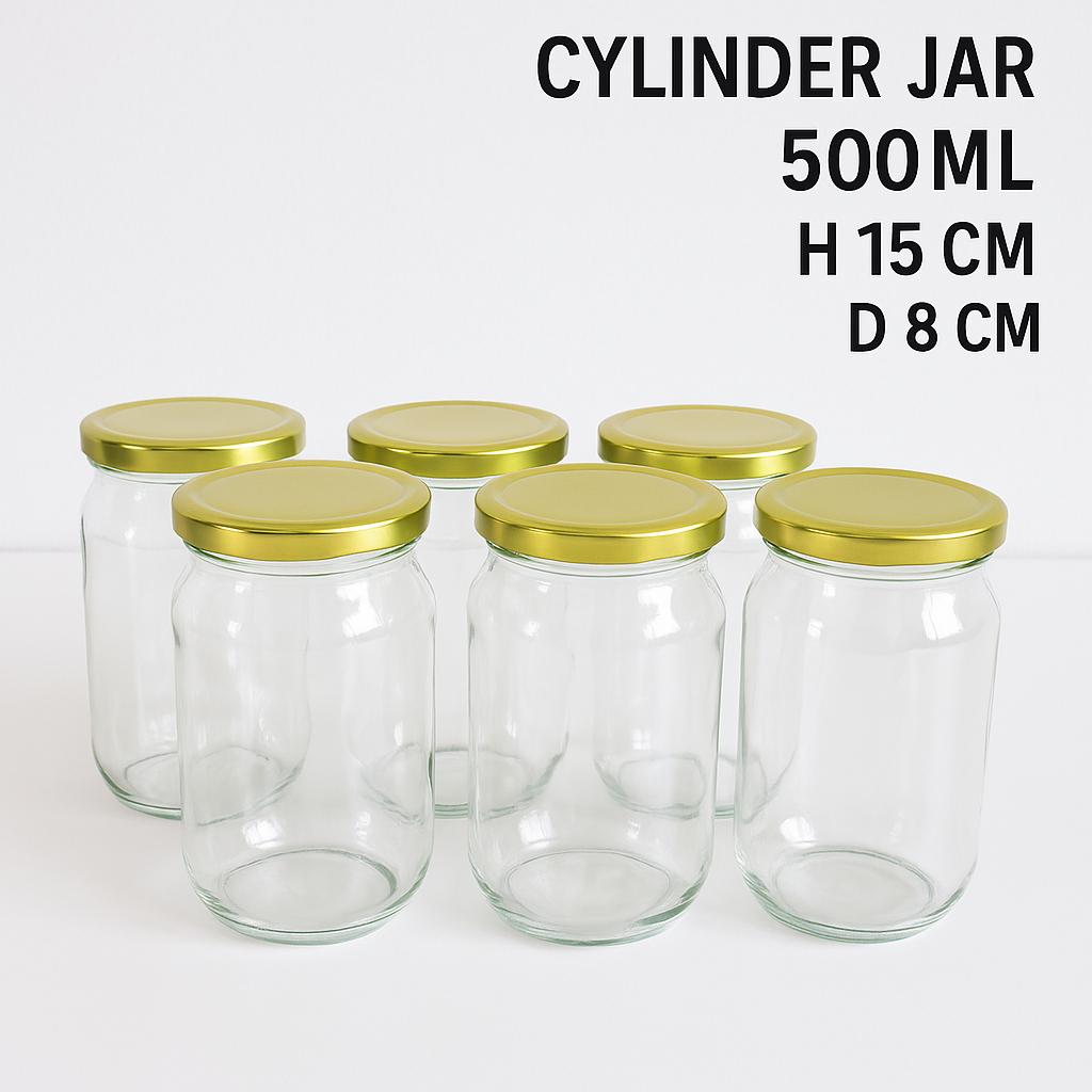 / 6 ชิ้นแก้ว CYLINDER 500ML แก้ว CYLINDER JAR 500ML รุ่นสูง / 500ML แก้ว JAR ขวดสูงรุ่น