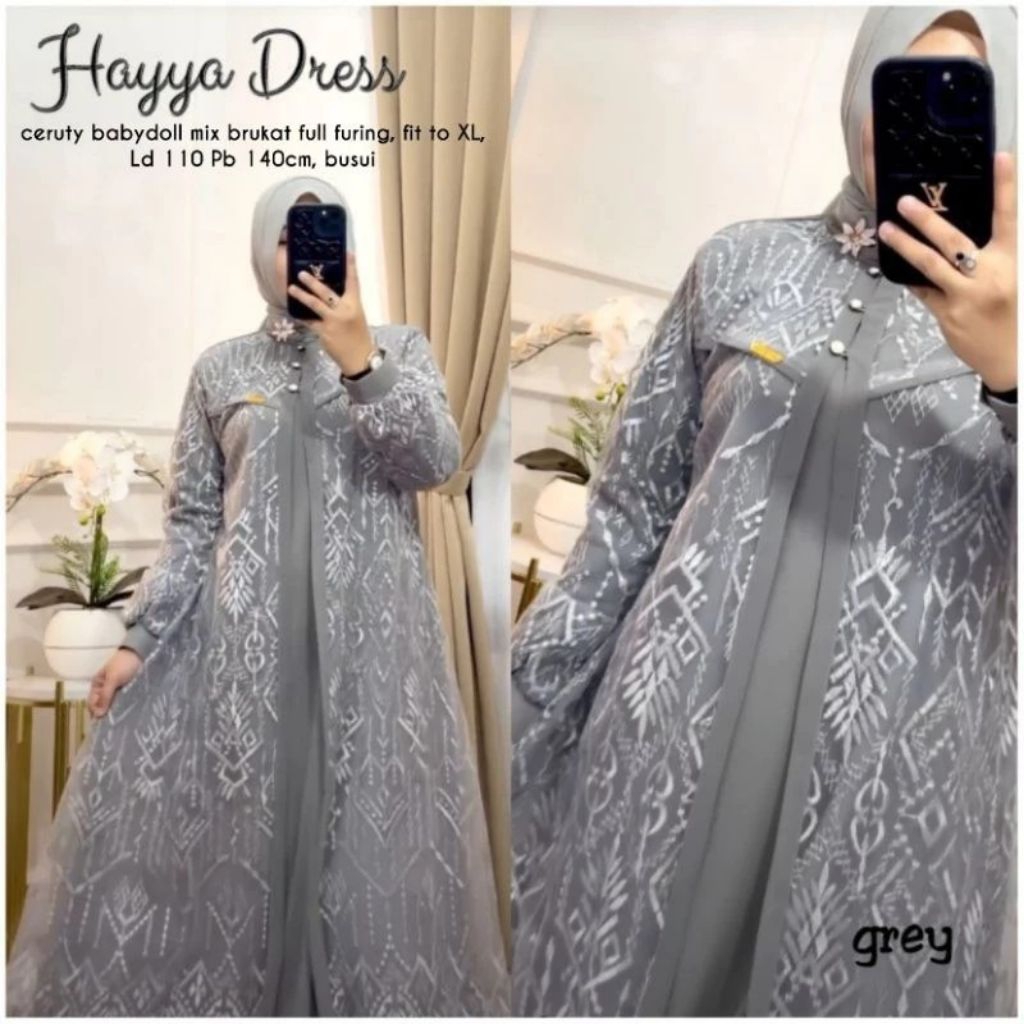 แฟชั่นสตรีมุสลิม/ชุด Hayya ใหม่ผ้า/M - 4XL/ชุดปาร์ตี้ Gamis สําหรับเชิญ