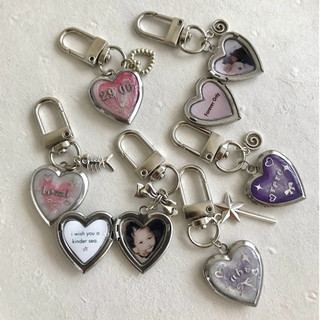 [Bezzle Studio] Heart Locket Keychain | Stainless Steel | Bisa Custom Cover & Foto | Couple Gift Ganci