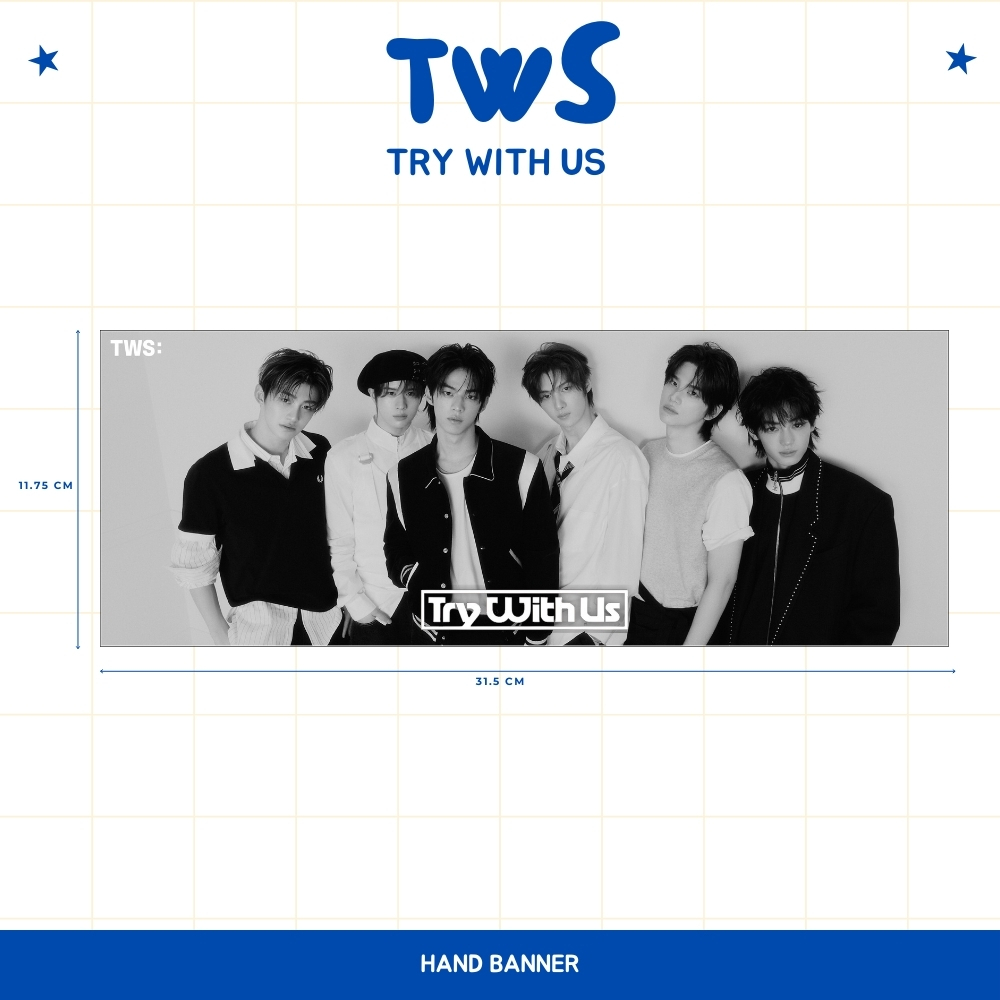 GLOSSY HAND BANNER TWS TRY พร้อม US HANDBANNER KPOP UNOFFICIAL DOHOON HANJIN JIHOON KYUNGMIN SHINYU
