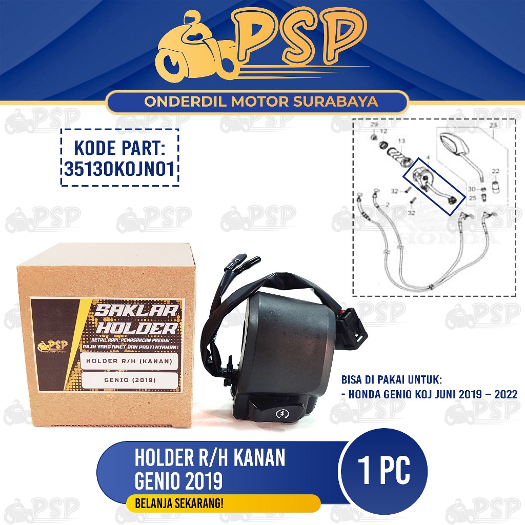 TOMBOL Right Holder Genio 2019 R/H - สวิตช์ปุ่มสตาร์ท Honda Genio K0J