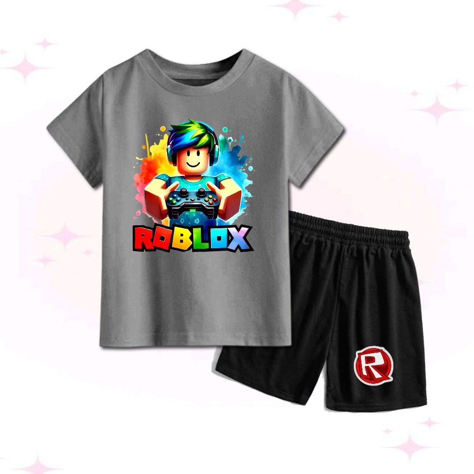 BOYS SHORT-SLEEVED T-SHIRT SET/BOYS/GIRLS CLOTHES อายุ 1-9 ปี ROBLOX GAME