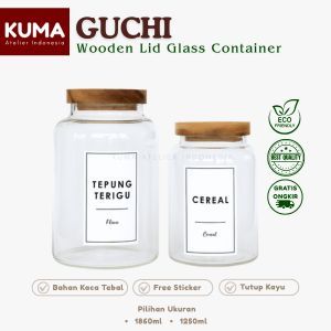 KUMA Guchi ขวดแก้วจัมโบ้ 1860ml 1250ml ฝาไม้อะคาเซียพรีเมี่ยมพร้อมยาง