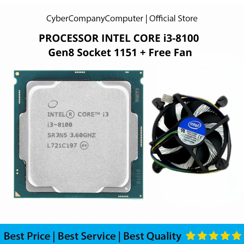 Intel Core i3-8100 Gen8 LGA 1151 3.60GHz โปรเซสเซอร์ + พัดลม - Intel Core i3-8100 Gen8 Socket 1151 โ