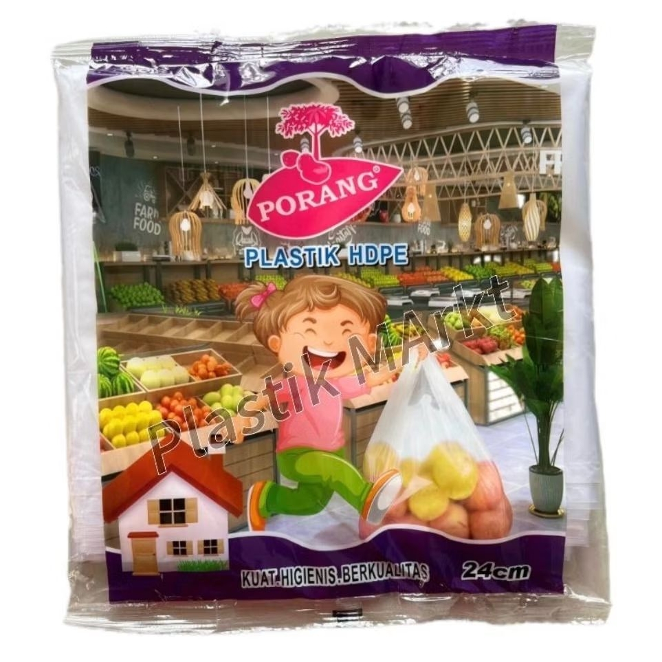 ถุงพลาสติกใสธรรมชาติ PORANG HDPE สําหรับฟู้ดเกรด ขนาด 24 ซม