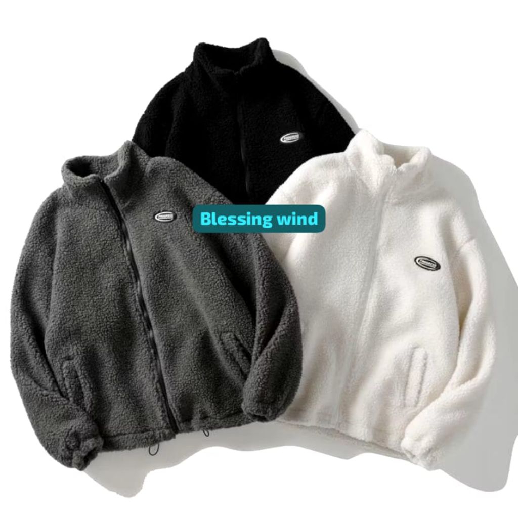 Blessing wind - เสื้อแจ็คเก็ต Sherpa ของผู้ชายเสื้อแจ็คเก็ต Sherpa Unisex Sherpa แจ็คเก็ตขนแกะปุยเสื
