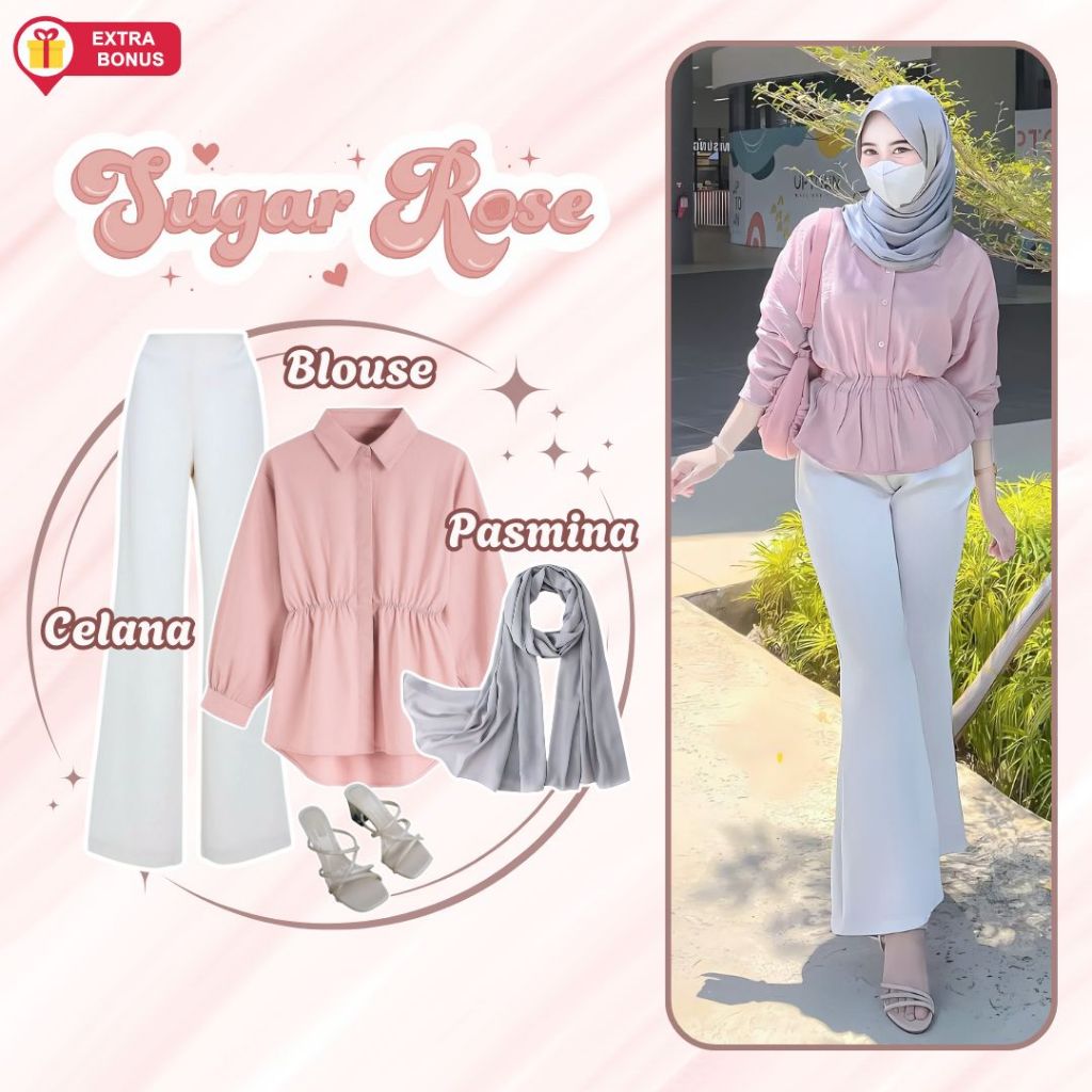 KEMEJA One ชุด 3in1 เสื้อเสื้อ Drawstring กางเกง Cutbray Scuba Hijab Pashmina Jersey | ชุด ผู้หญิง ส