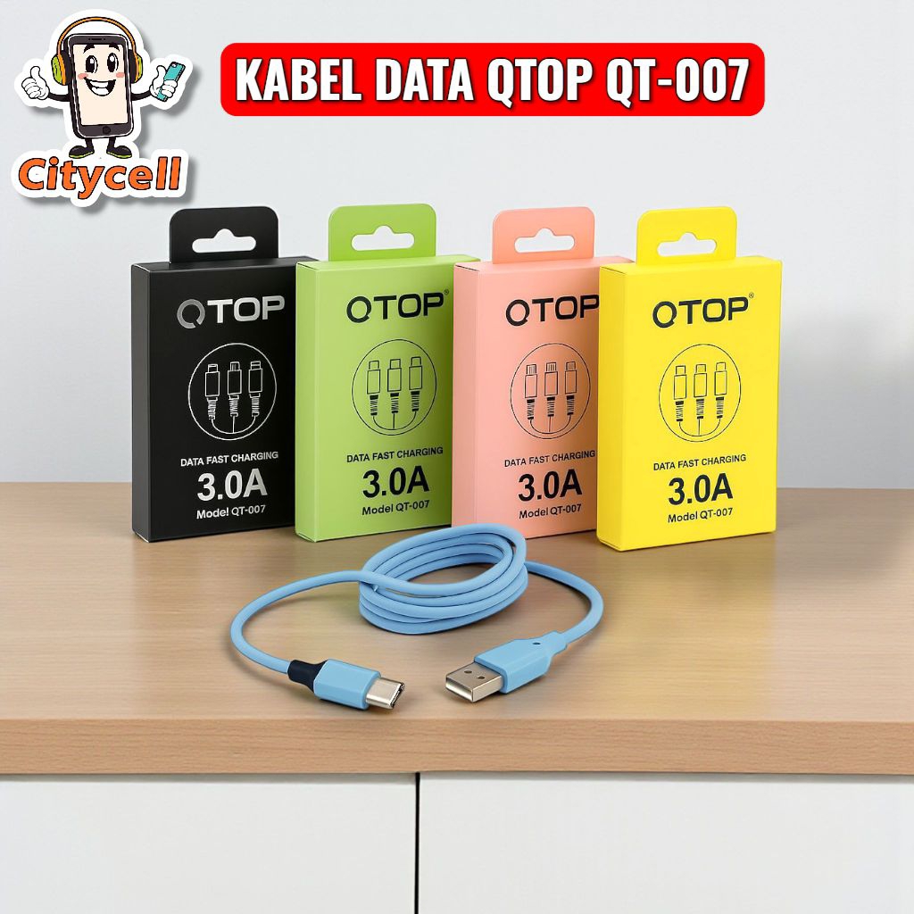 สายเคเบิลข้อมูล QTOP QT-007 Micro USB Type C 1M Fast Charging Cas HP Android
