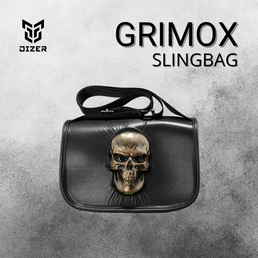 RIZER - GRIMOX Slingbag_ Leather Sling Bag_ สีดํา