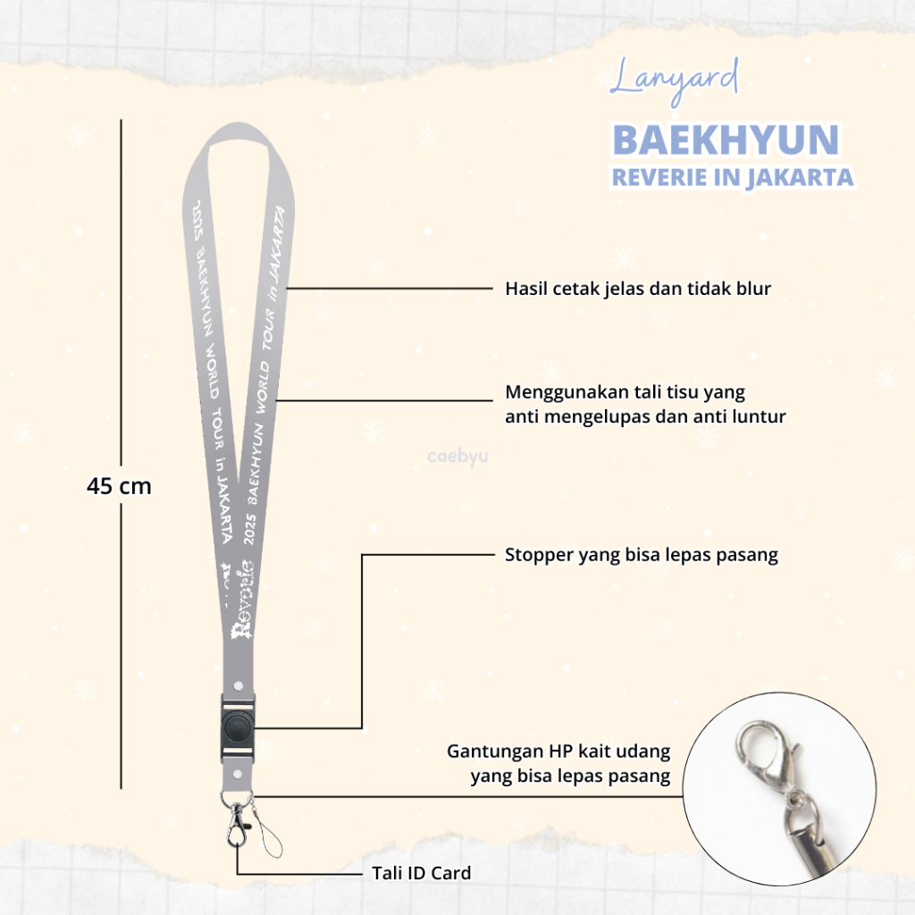 GANTUNGAN Lanyard BAEKHYUN REVERIE ใน Kpop exo-l exo l อินโดนีเซีย JKT คอนเสิร์ต INA K-Pop Lanyard H