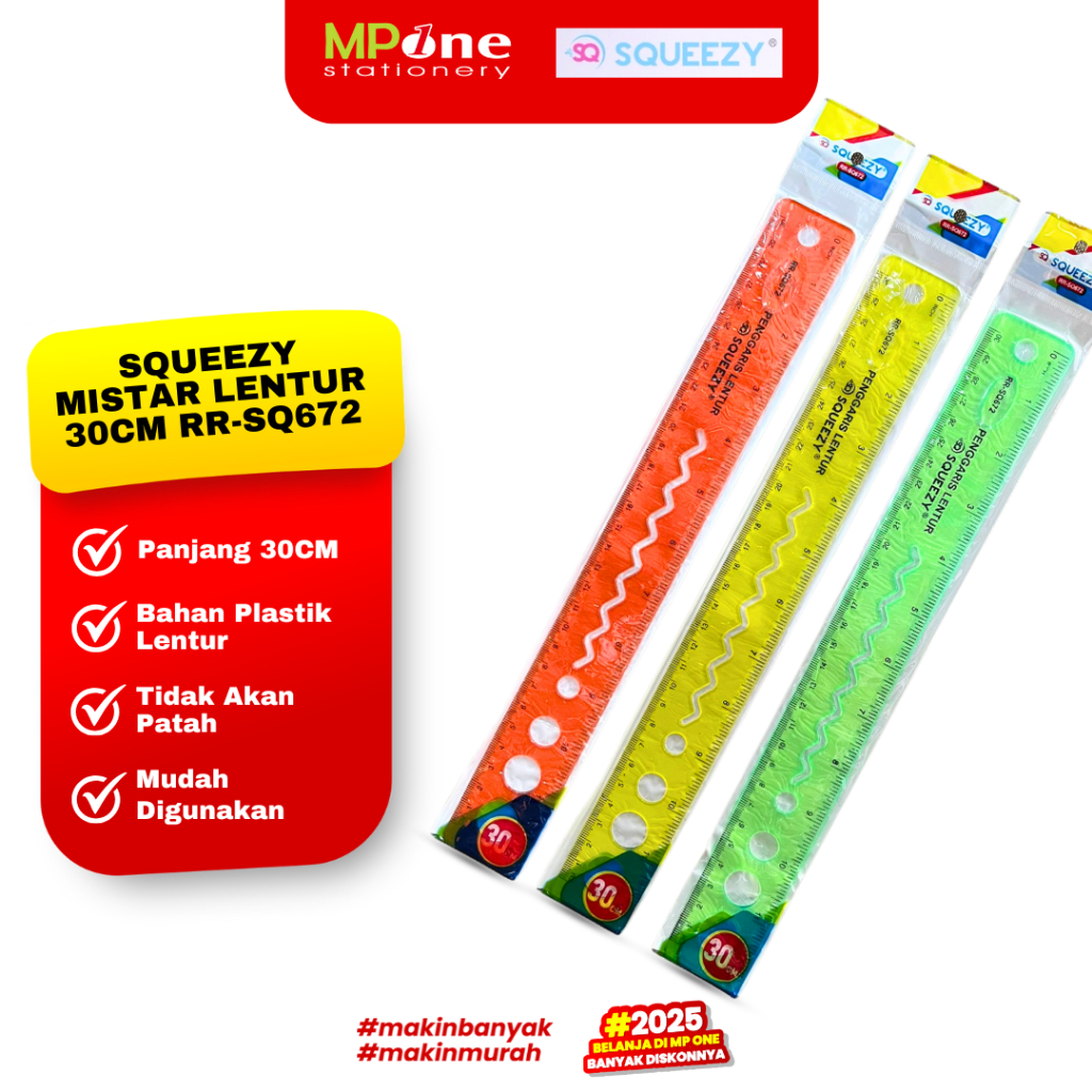 Squeezy ไม้บรรทัดพลาสติกยืดหยุ่น 30 ซม.RR-SQ672 / ไม้บรรทัดแบบยืดหยุ่น Anti-Break สีโปร่งใส SQUEEZY