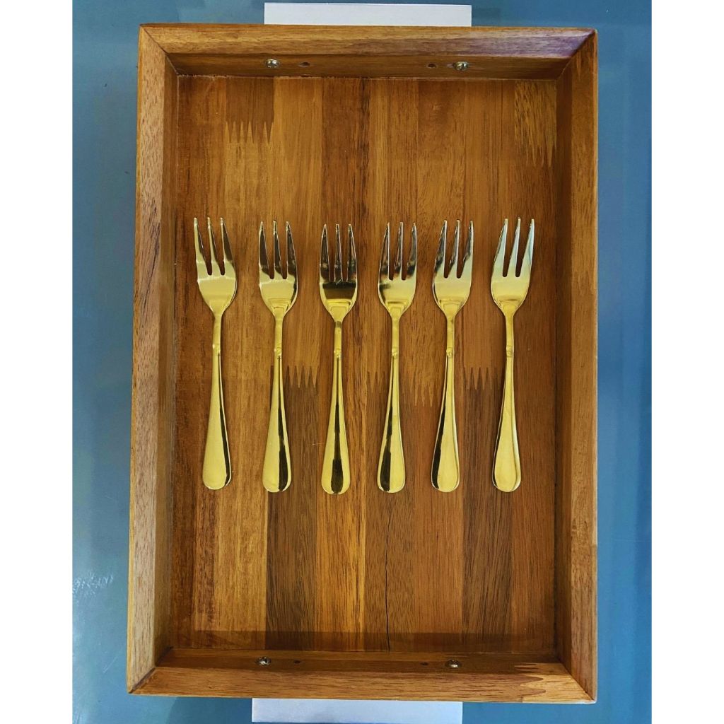 [6 ชิ้น] ส้อมเค้กสแตนเลส GEMINI Hotel (PLIN/GOLD-CF)