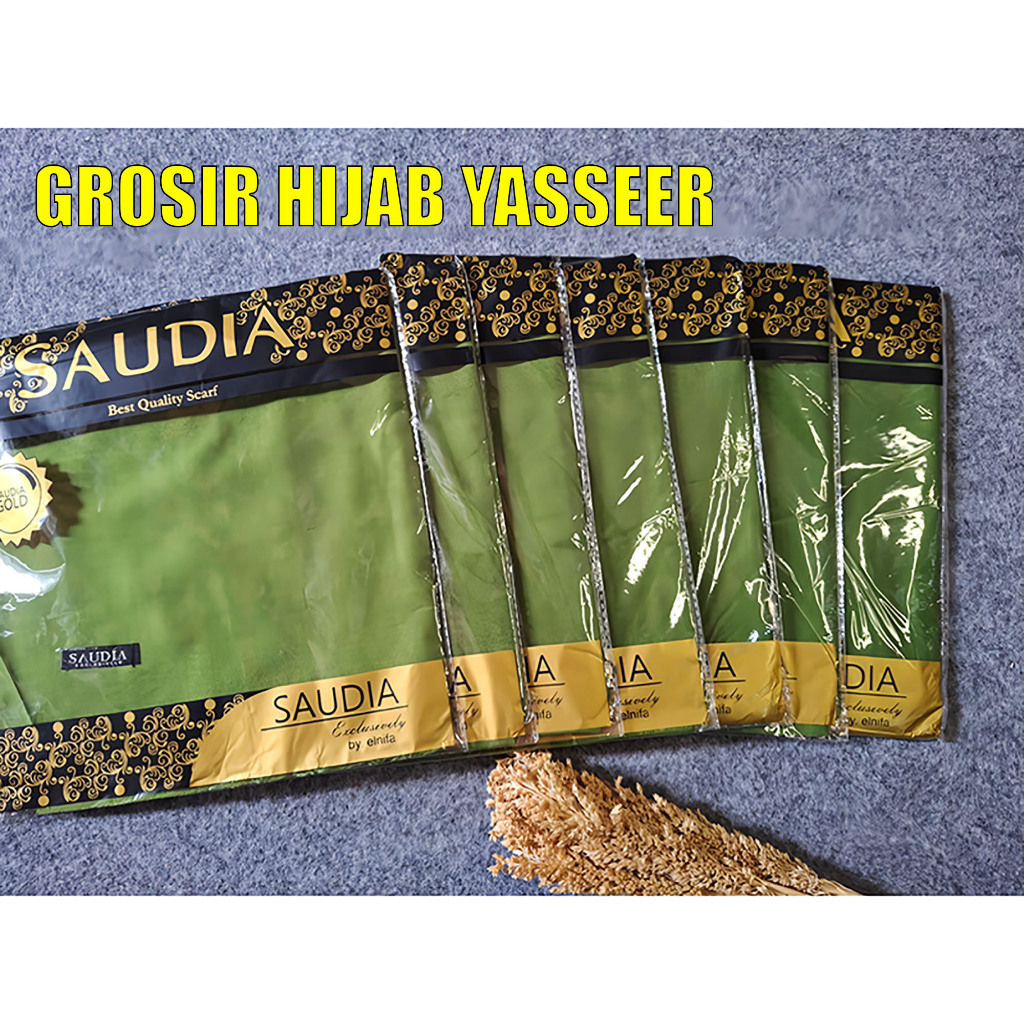 HIJAU KATUN Cool Cotton Muslimah Uniform Square Hijab / Plain Muslimah Square Hijab / Saudia Green M