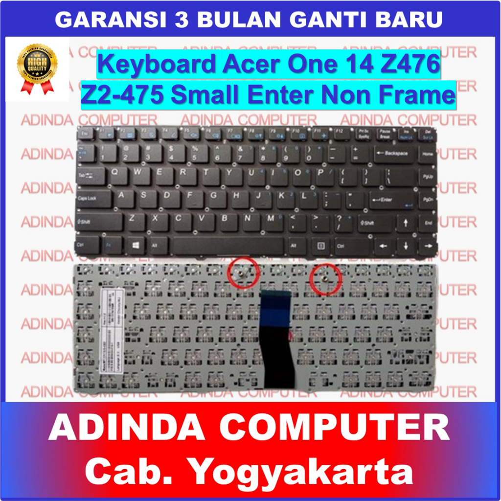 Acer One 14 Z476 Z2-475 Z2-485 W940TU คีย์บอร์ด Small Enter No Frame