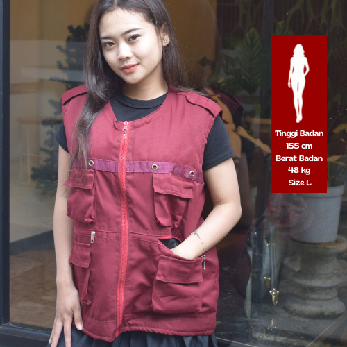 Outfit.2D American Drill Maroon Vest, อุปกรณ์ป้องกันตัวมัลติฟังก์ชั่น, ทุกขนาด