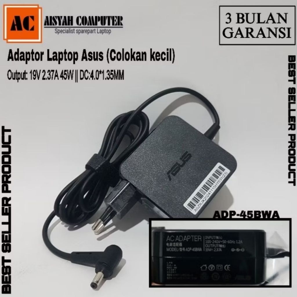 Charger 45W สําหรับ Asus 19V 2.37A W19-045N3B Rev:A01 ADP-45BW B W16-045N3B อะแดปเตอร์