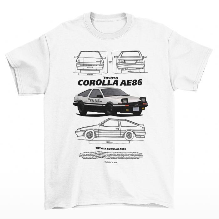 เสื้อยืด Tomoshinc Automotive Series - Corolla AE86 Initial D สีขาว