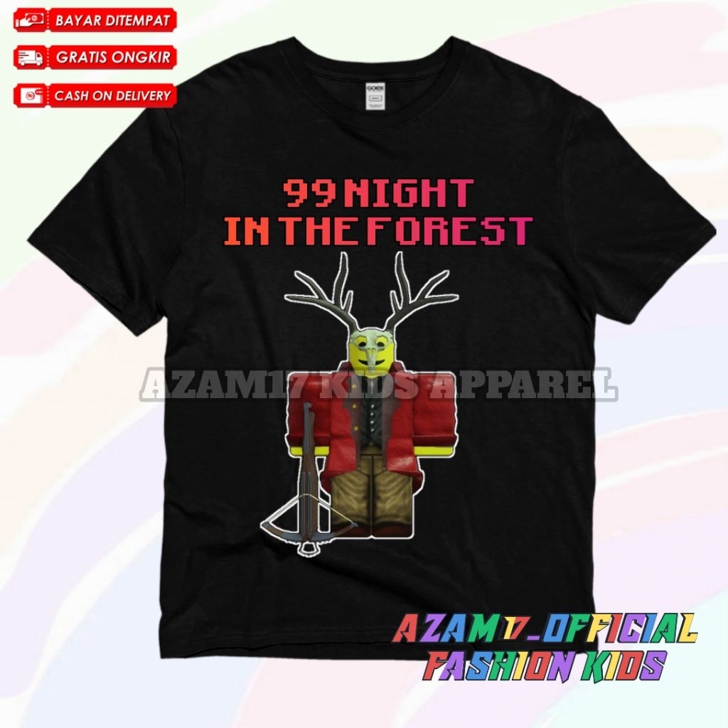 99 Night In The Forest เสื้อยืดเด็กชื่อฟรี / Roblox 99 Night In The Forest Game เสื้อยืดเด็ก