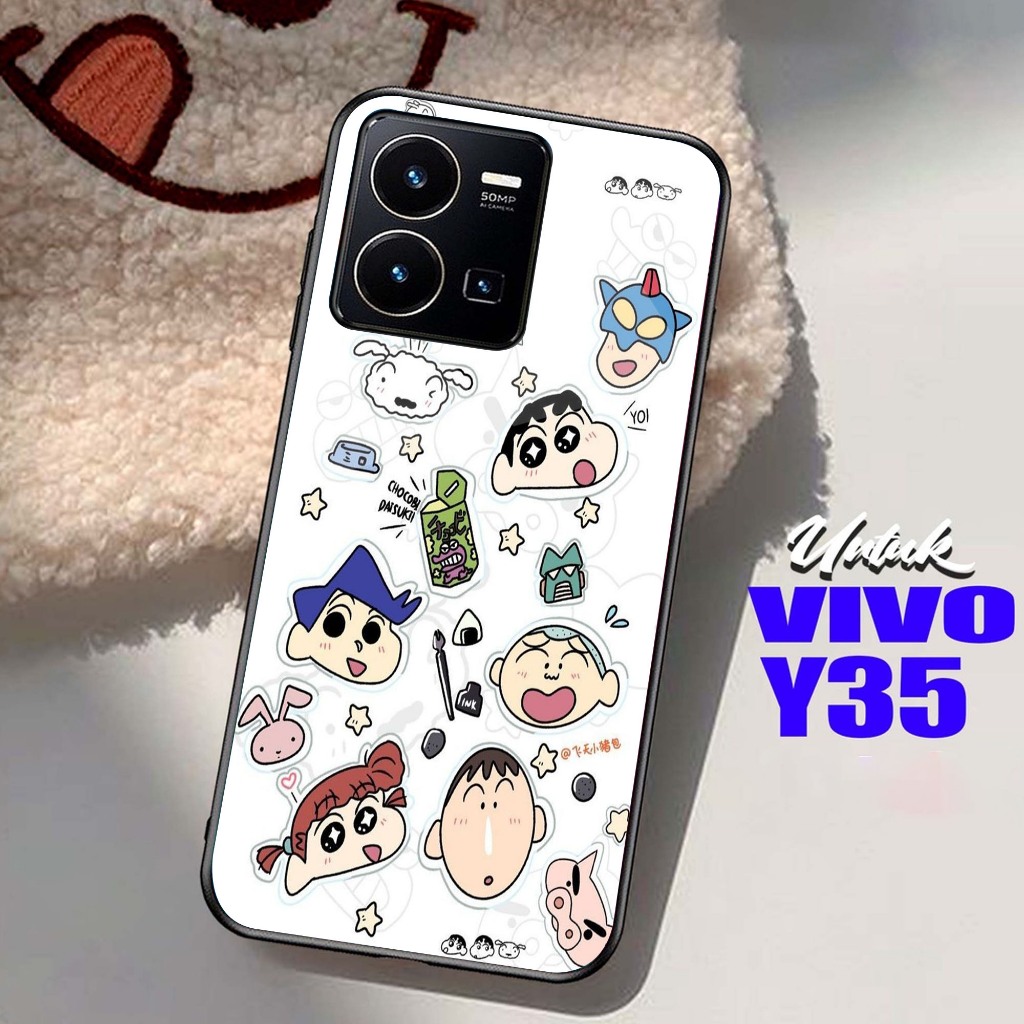 Softcase Glass Glitter Motif [ SINCAN ] VIVO Y35 เคสมือถือล่าสุด - ตัวป้องกันโทรศัพท์มือถือ - อุปกรณ