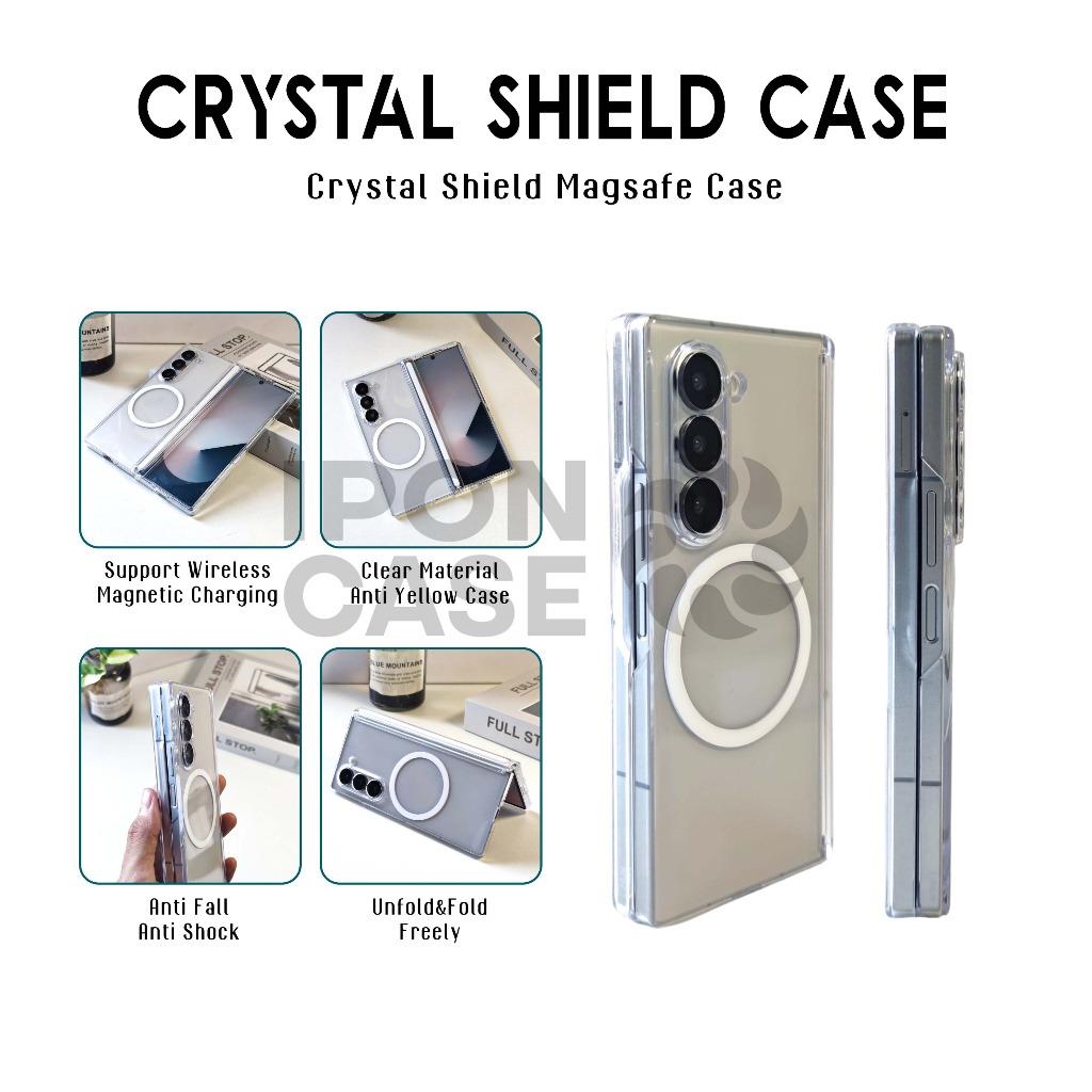 CASING CRYSTAL SHIELD MAGSAFE CLEAR CASE สําหรับ SAMSUNG GALAXY Z FOLD 7 Z FOLD 6 Z FOLD 5 / CASING 