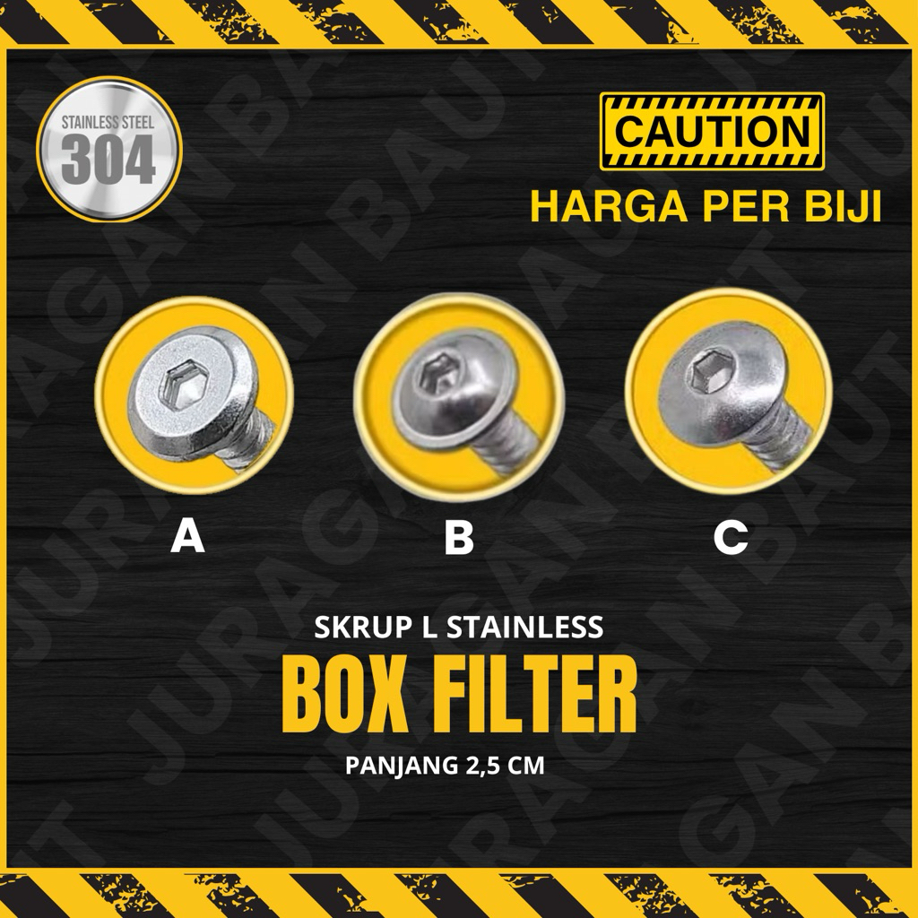 STAINLESS STEEL L SCREW BOX FILTER MIO VARIO BEAT NMAX PCX UNIVERSAL LENGTH 2.5 CM