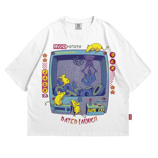 HOOLOW - Tshirt Boxy fit Raterlaunch Kaos Oversized 20s Pria dan Wanita