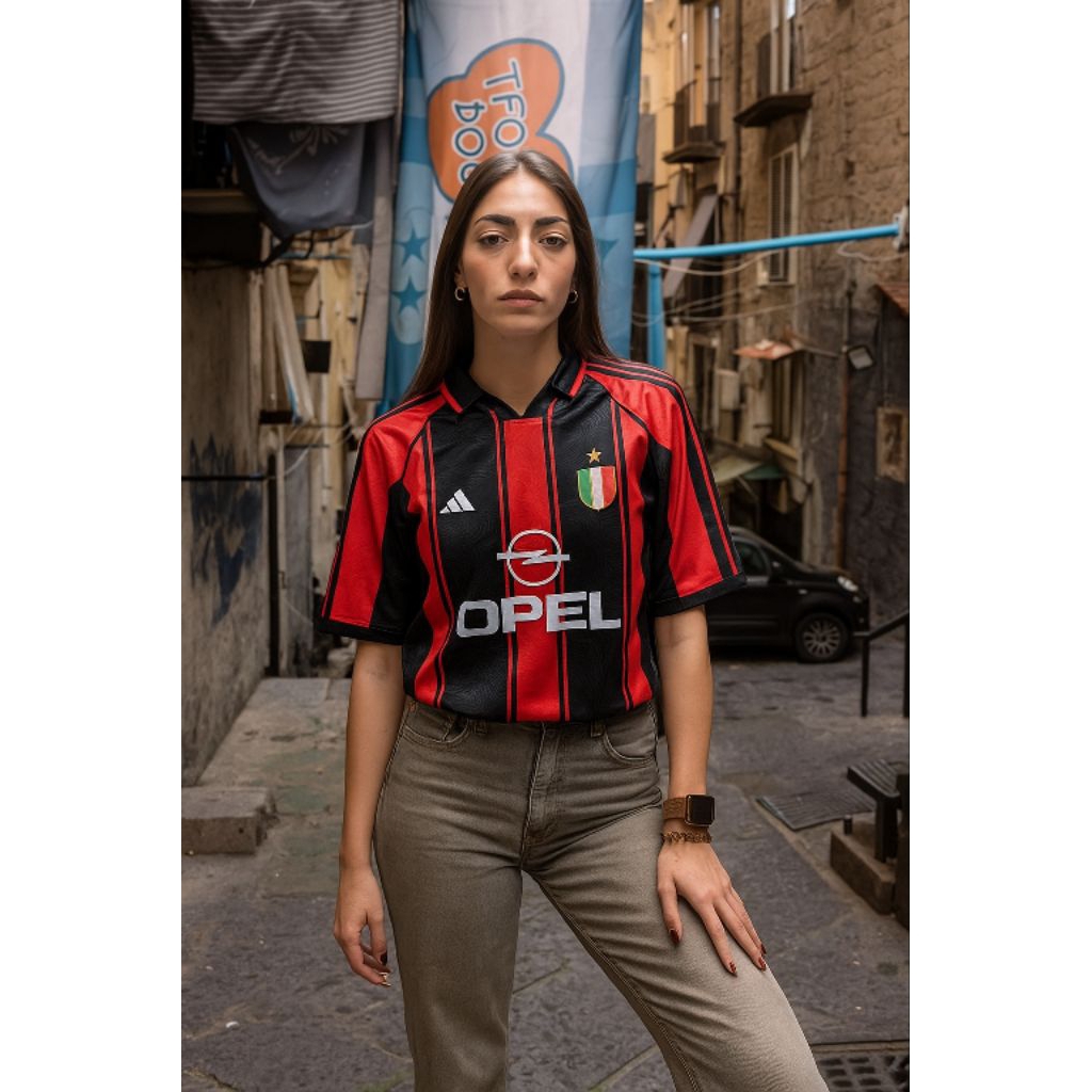 Nefertari Jersey vintage home ac Milan Retro ผู้ชายผู้หญิงคลาสสิก