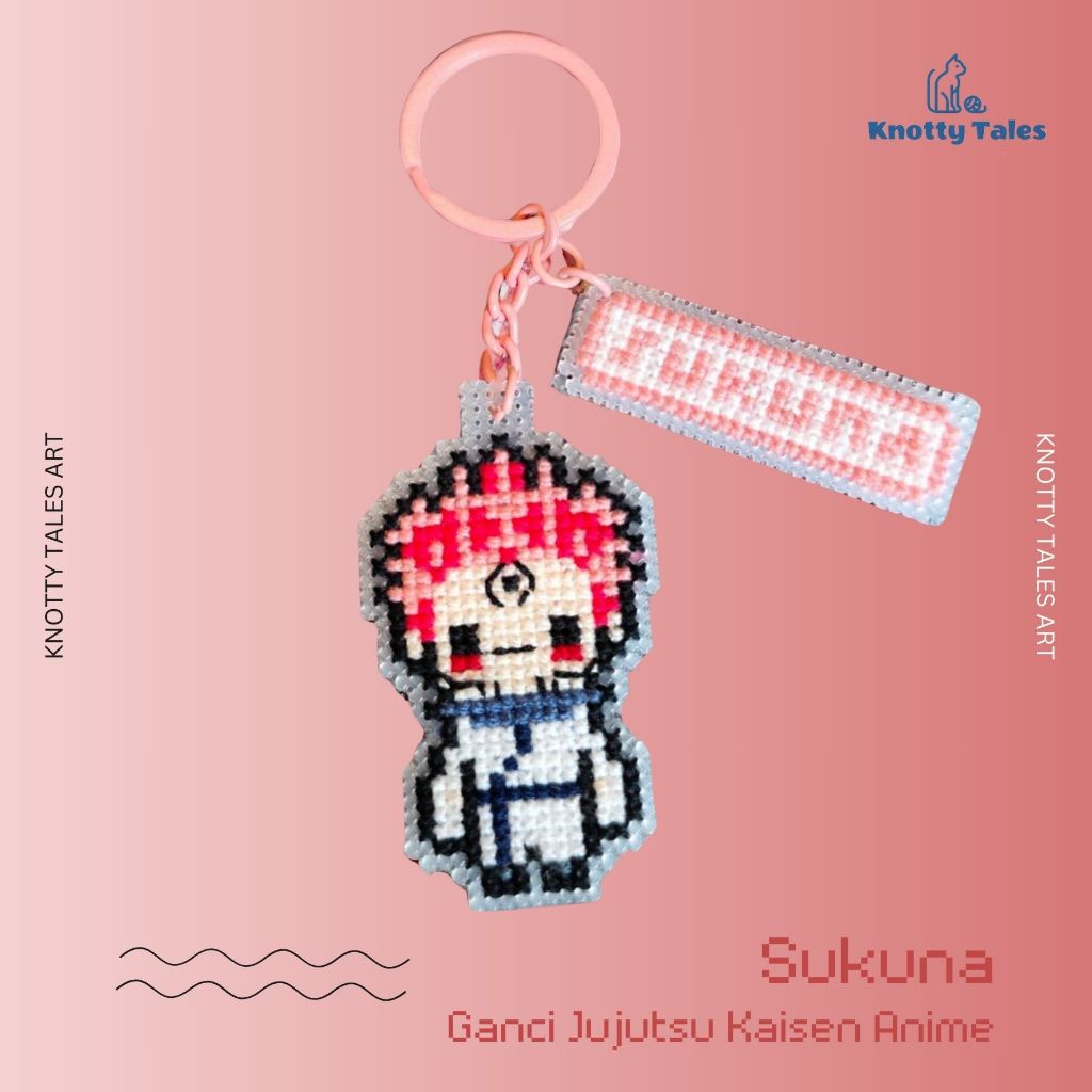 GANTUNGAN Sukuna Ryomen พวงกุญแจ Jujutsu Kaisen พวงกุญแจ สินค้าอะนิเมะ Pixel Handmade