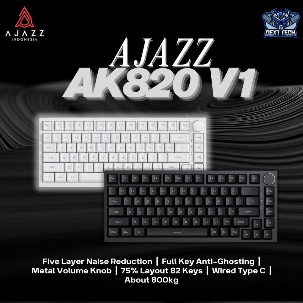 Ajazz AK820 75% V1 คีย์บอร์ดแบบกลไกสําหรับเล่นเกม Hotswappable พร้อมตัวยึดปะเก็น