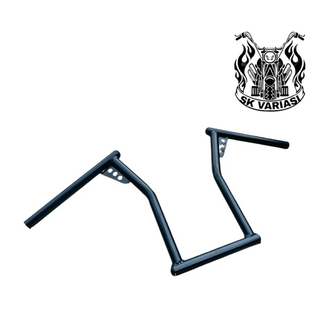 Custom Handlebar Fin Japstyle Chopper Bobber Chopper Ape Hanger Universal สีดํา