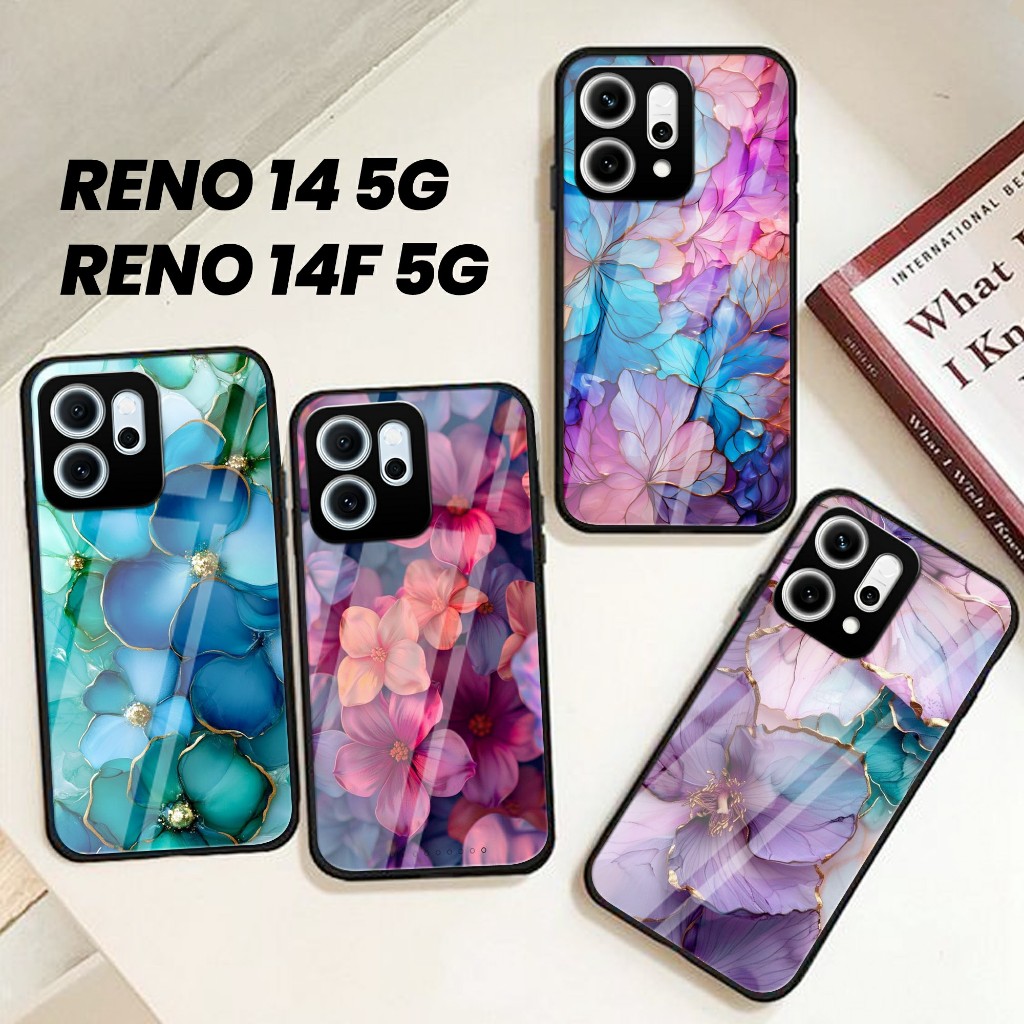 Oppo Reno 14 5G Reno 14F 5G Glass Softcase - เคส Oppo Reno 14 5G Reno 14F 5G - เคสดอกไม้ - GM 102