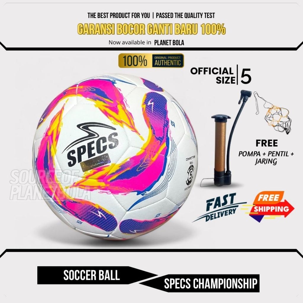 MESIN Original Soccer Ball SPECS Palaba Championship เครื่องนําเข้า เย็บฟรี Mini Pump / Original Soc