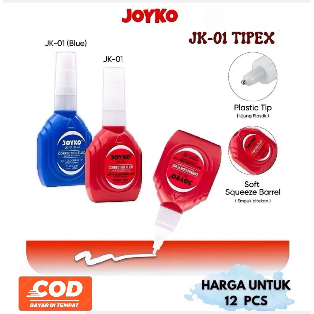 Typex Correction Fluid Joyko Jk-01 (6 ชิ้น) / 12 ชิ้น JOYKO CORRECTION FLUID JK-01 TIPEX LIQUID / น้