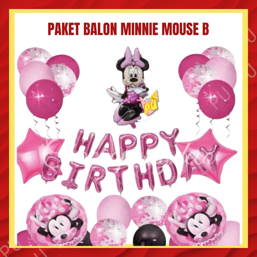 MINNIE MOUSE B แพ็คเกจบอลลูน / ของตกแต่งวันเกิด Minnie Mickey Mouse