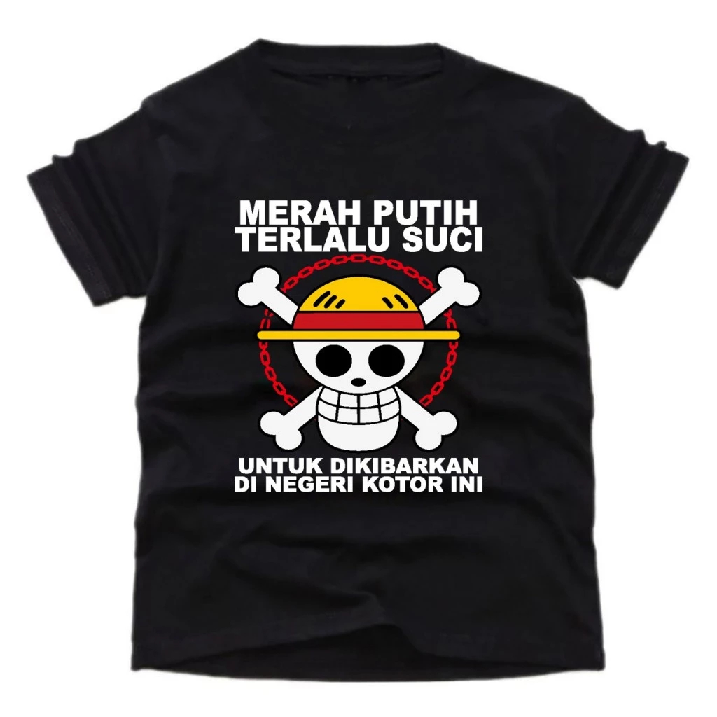 Jys-Store (เสื้อยืด CHILDRENS อายุ 1-10 ปี) เสื้อยืดเด็ก Viral พร้อม ONE PIECE D LUFFY 24s Unisex Mo