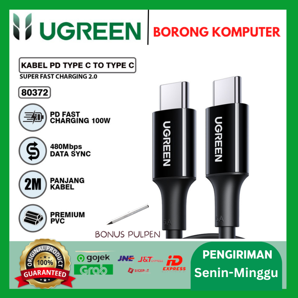 UGREEN 80372 US300 สาย USB C to USB C 2.0 100W