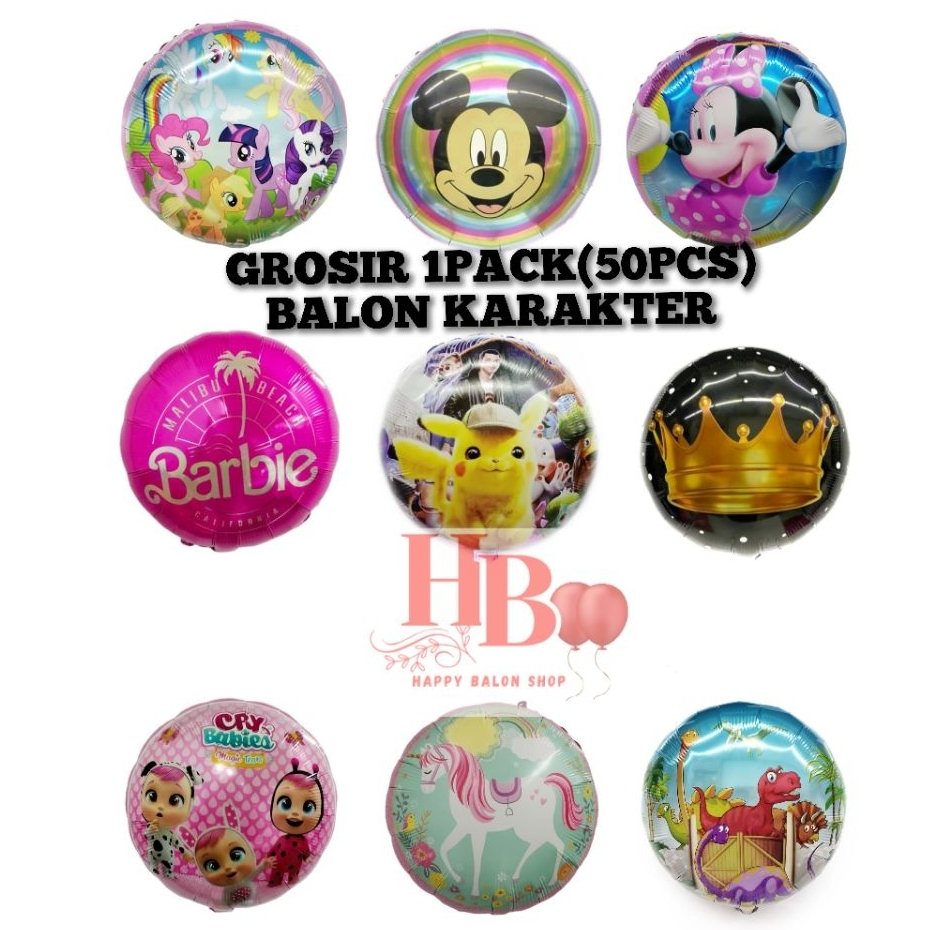 WHOLESALE 1 PACK (50 ชิ้น) 18 INCH CHARACTER FOIL BALLOONS CAN FILL HELIUM GAS