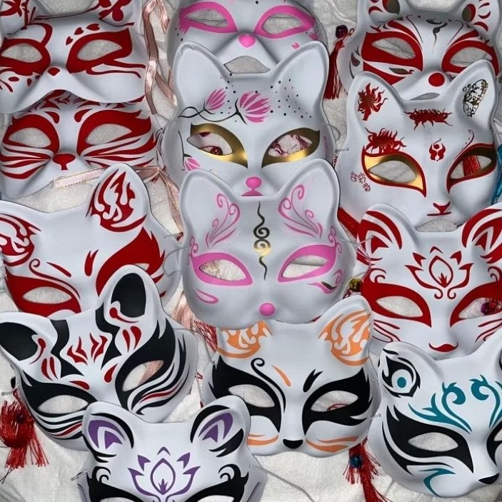 KITSUNE FOX BUNKASAI JAPANESE FESTIVAL CAT COSPLAY MASK FOX