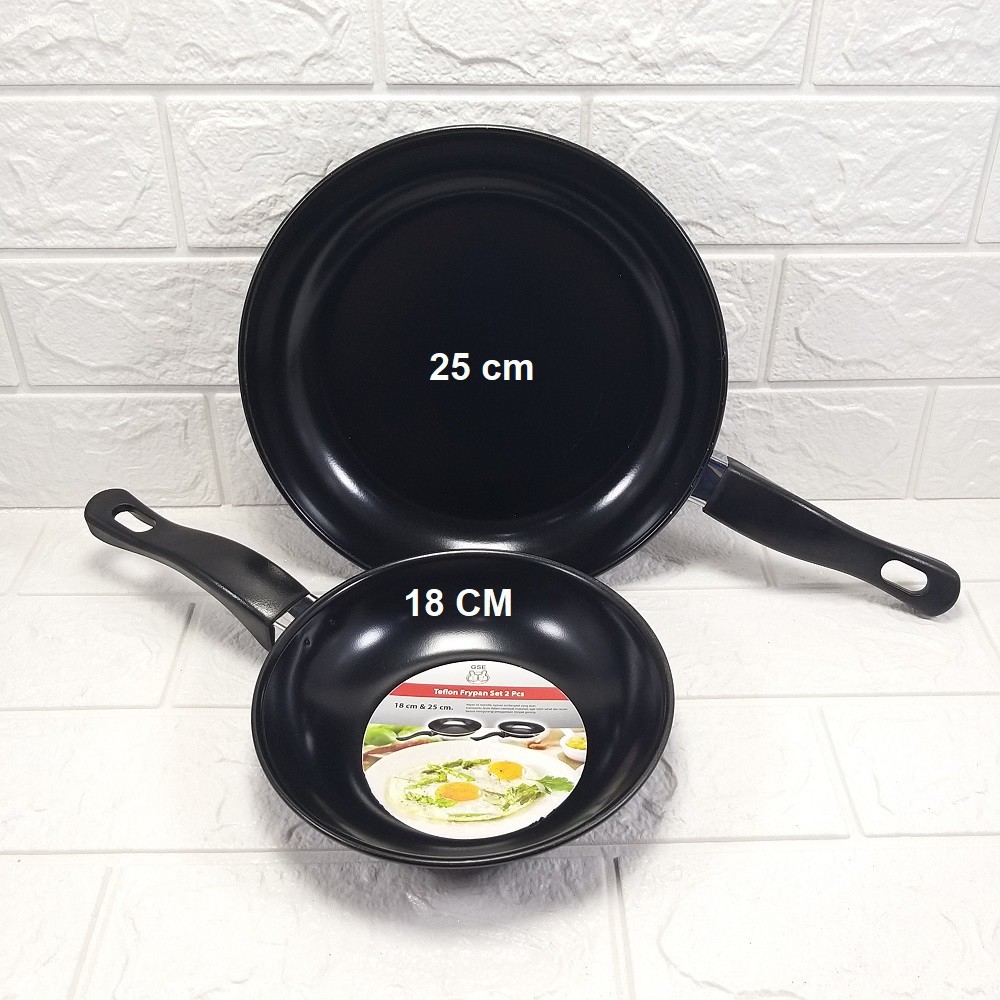 ชุดกระทะทอด Non Stick Teplon Wajan BMW Frypan Set 2 สีดํา