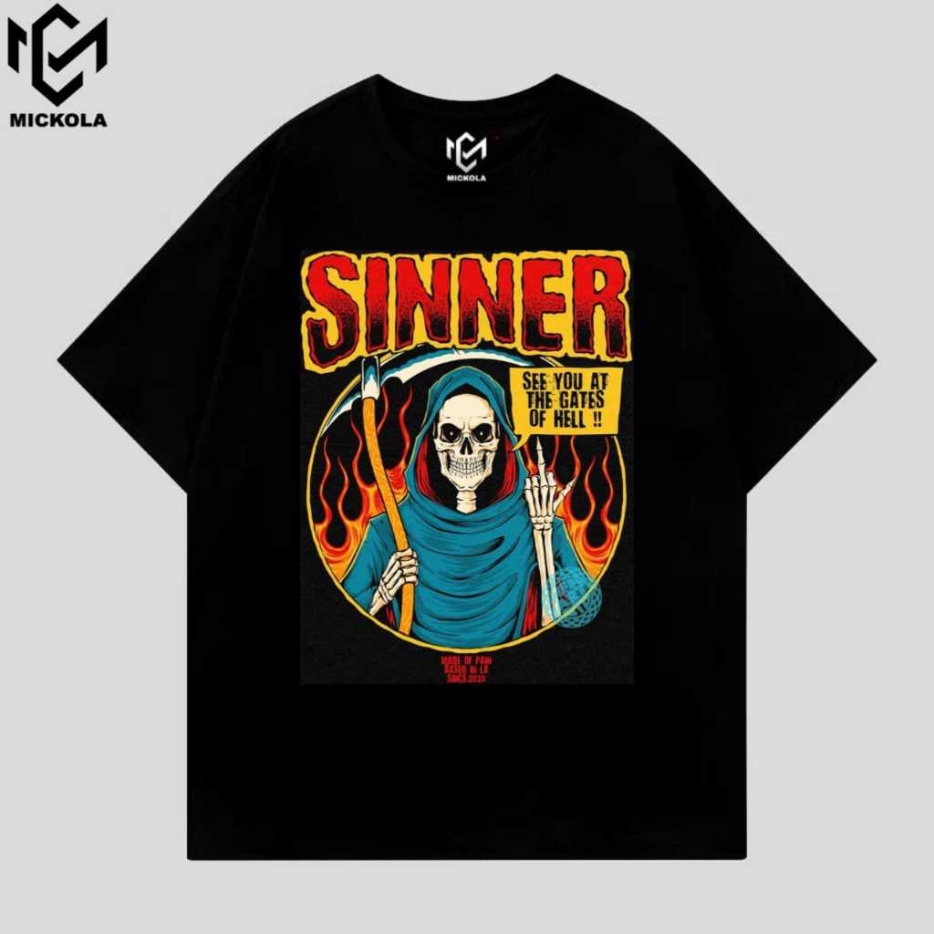 เสื้อยืด MICKOLA SINNER UNISEX ผู้ใหญ่ DISTRO เสื้อยืด MADE IN 24S COMED COTTON