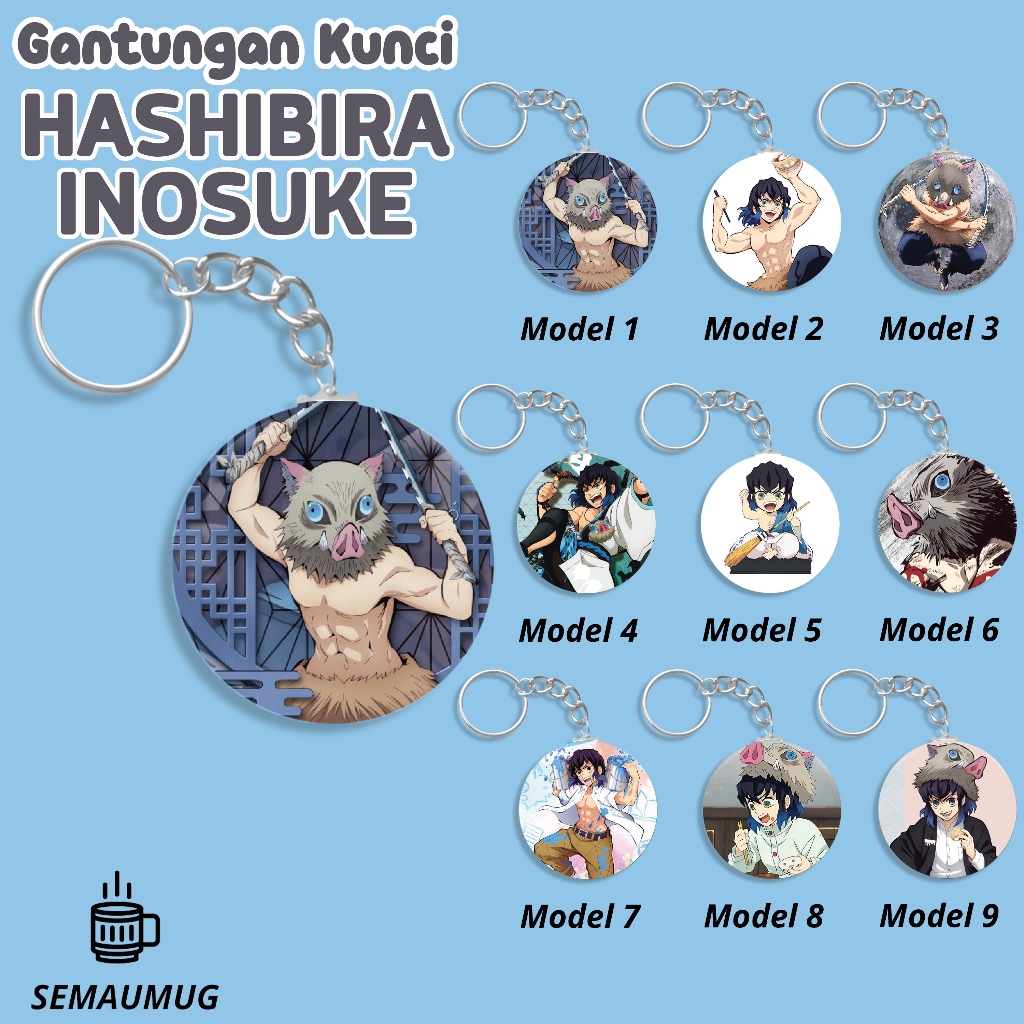 GANTUNGAN HASHIBIRA INOSUKE DEMON SLAYER พวงกุญแจน่ารักอะนิเมะรอบพวงกุญแจของขวัญ CUSTOM PRINT SENMUG