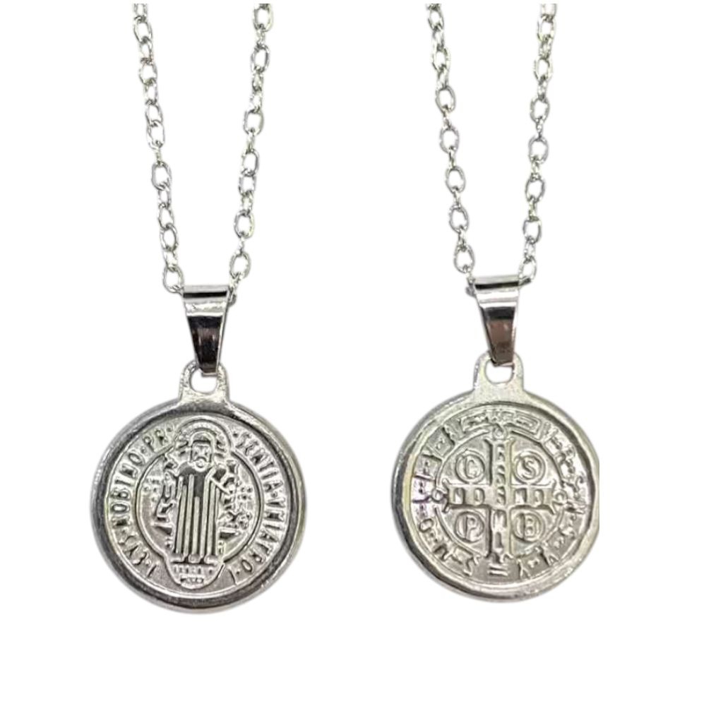 Benedict Medal Necklace Round 1.5cm P35/36 - Benedict Necklace - Benedict Medal Necklace - Titanium 