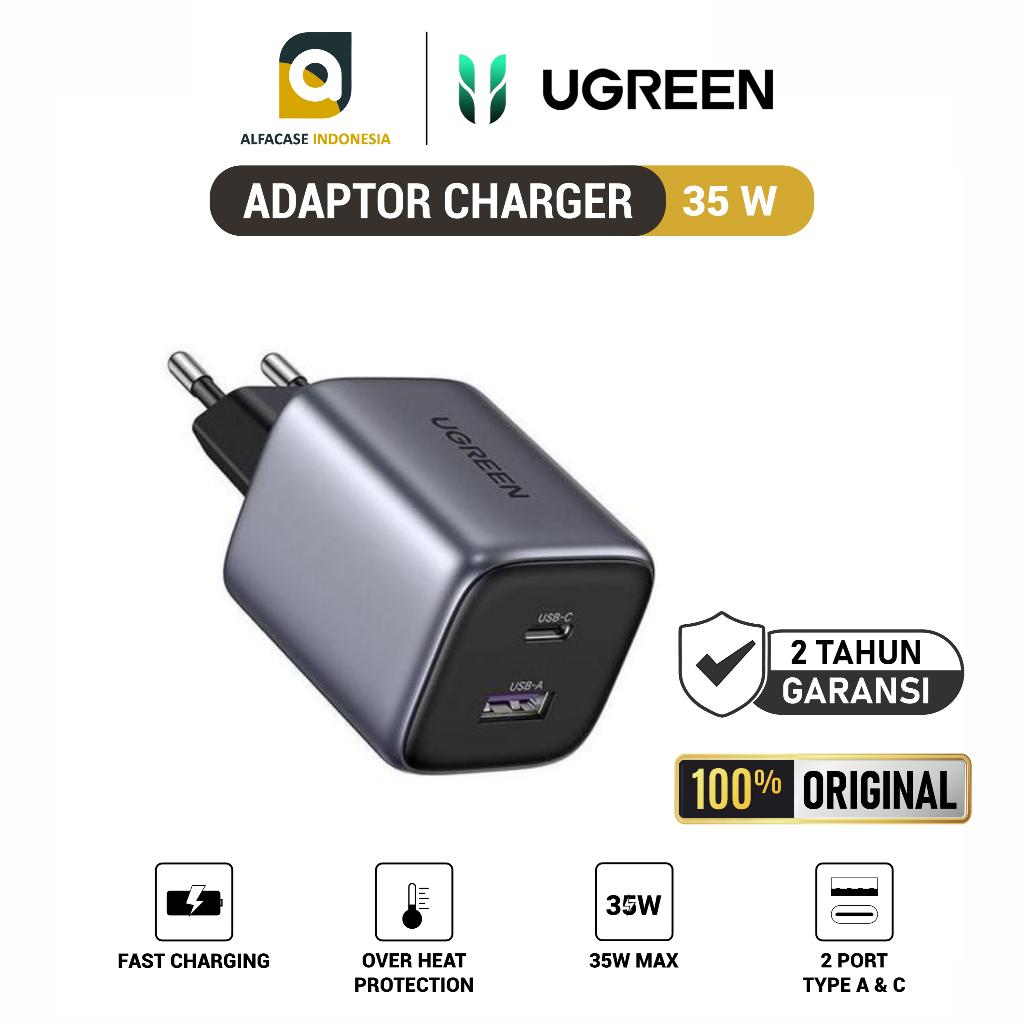 UGREEN อะแดปเตอร์ชาร์จ USB-A และ USB-C 35W - ALFACASE 35W USB-A & USB-C