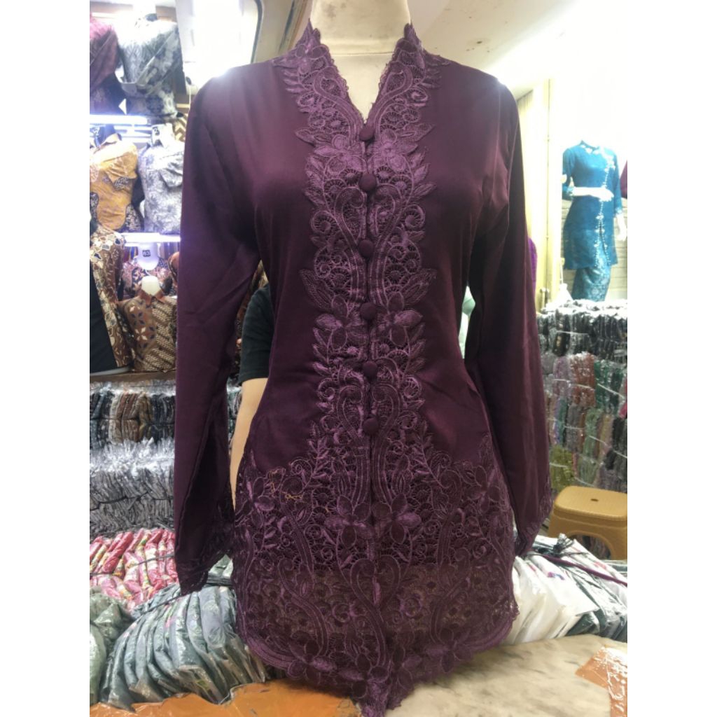 Realpict ปัก encim kebaya ด้านบน/ถังโบราณ/มาเลย์/ขนมปัง/งานเลี้ยง kebaya/ปาร์ตี้ kebaya/การสําเร็จกา