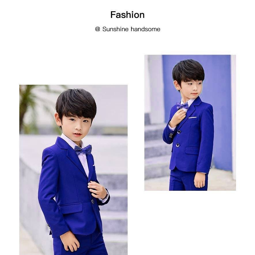 KATUN Bruno kid BLUE เสื้อเบลเซอร์ชุดสําหรับเด็กผู้ชาย plus กางเกงไซส์ 3-14th เจาะวัสดุผ้าฝ้ายมีกระเ