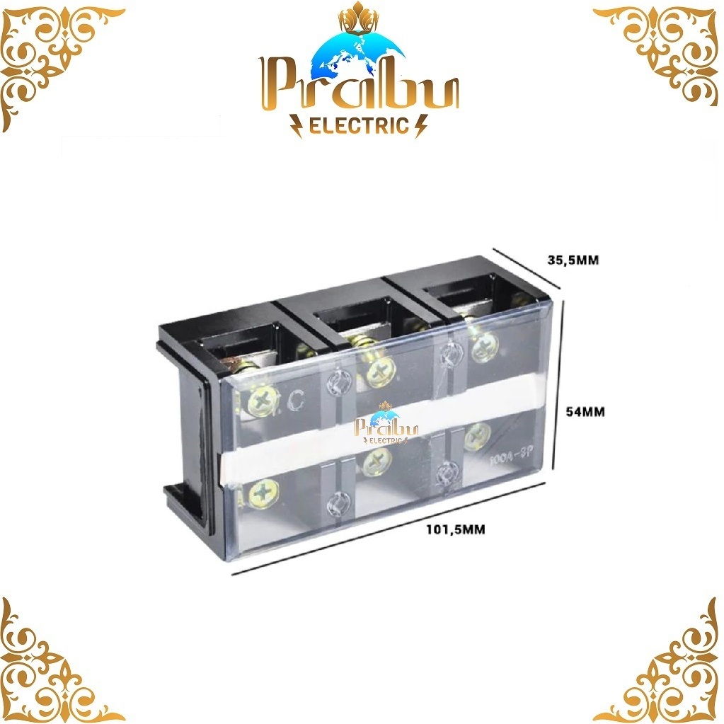 TERMINAL BLOCK 100A 3POLE TC-1003 / TC1003 / 3P 100 A TERMINAL BLOCK GLASS TC 1003
