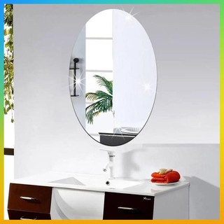 Sticker Cermin Oval 3D Anti Pecah Stiker Dinding Kaca Acrylic Dengan Perekat Wallpaper Mirror Kamar Mandi Katam